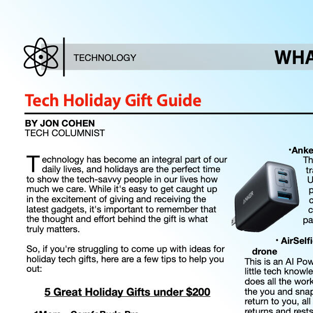 Tech Holiday Gift Guide - Dec. 2022
